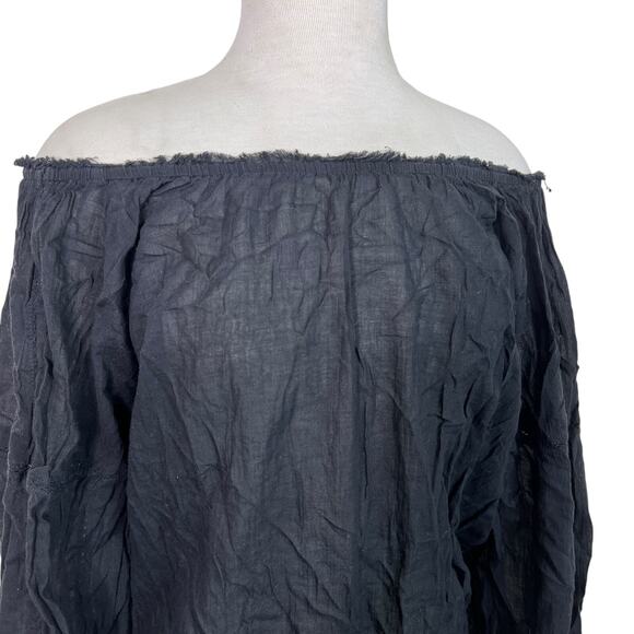 Intimately Free People Sundown Balloon Sleeve Semi-Sheer Bodysuit Black Small - Picture 3 of 6